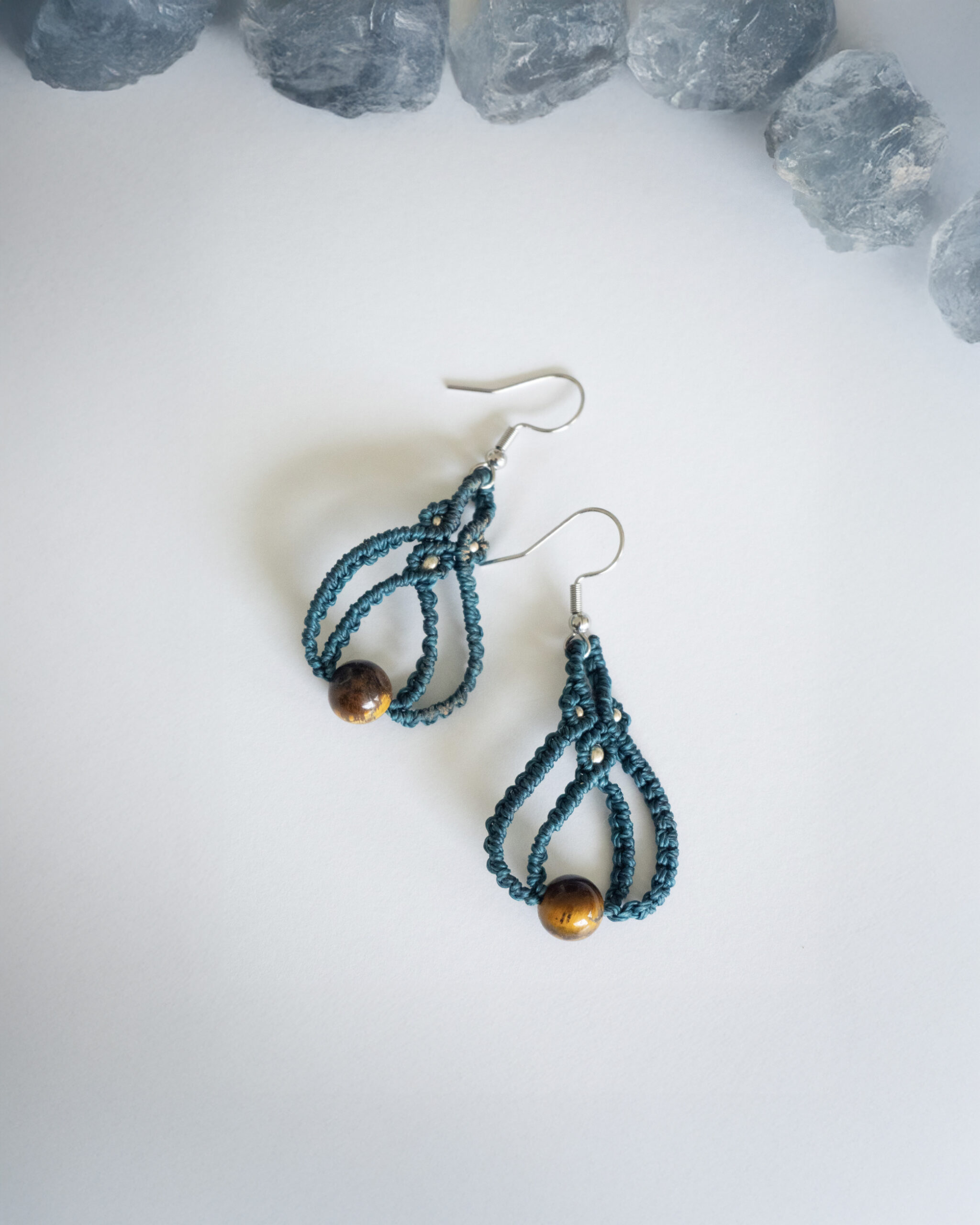 boucles turquoise oeil de tigre